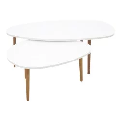 Τραπέζι σαλονιού Monty  2 τεμ. σε απόχρωση λευκό-φυσικό 116x46x6εκ