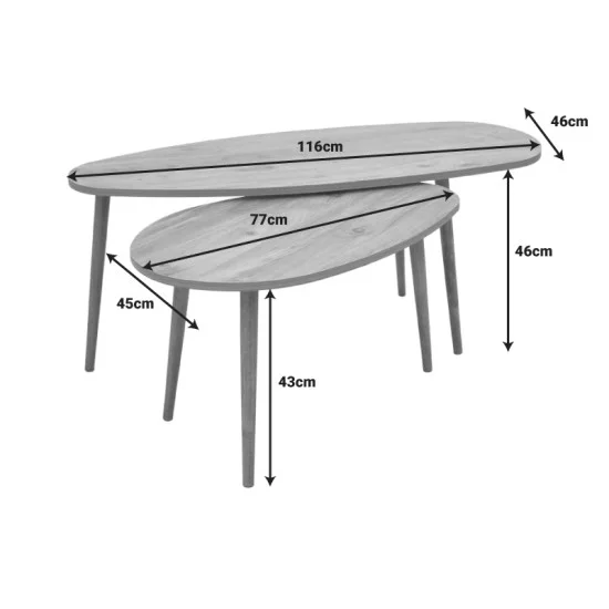 Τραπέζι σαλονιού Monty  2 τεμ. σε oak απόχρωση 116x46x46εκ