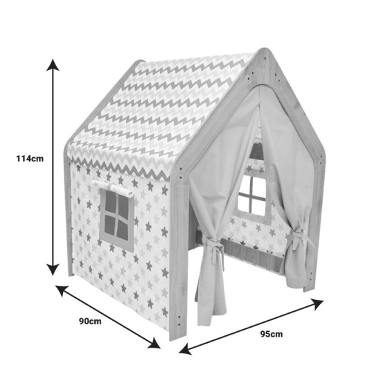 Παιδικό σπίτι Montessori Hosnele  φυσικό-λευκό-μπλε mdf 95x90x114εκ