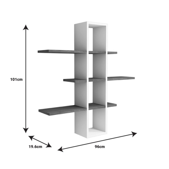 Ραφιέρα τοίχου Akira  μελαμίνη σε καρυδί-λευκή απόχρωση 96x19.5x101εκ Model: 120-000448