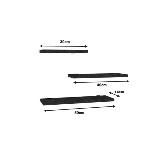 Ραφιέρα τοίχου Leila  σετ 3τεμ μελαμίνη σε λευκή απόχρωση