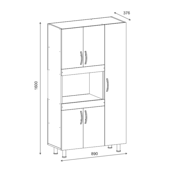 Ντουλάπια κουζίνας Defne  σε λευκή απόχρωση 89x37.5x160εκ