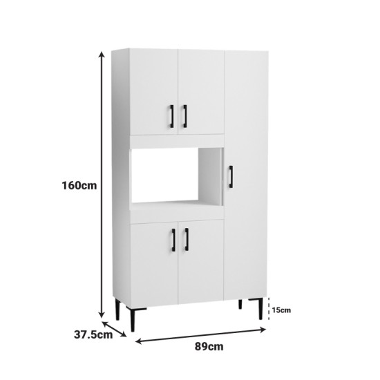 Ντουλάπια κουζίνας Defne  σε λευκή απόχρωση 89x37.5x160εκ