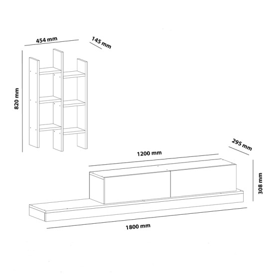 Έπιπλο τηλεόρασης Rumba  σε λευκή-oak απόχρωση 180x30x31εκ