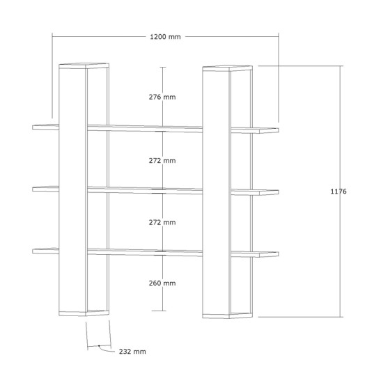 Βιβλιοθήκη Yotek  σε καρυδί απόχρωση 120x23x120εκ