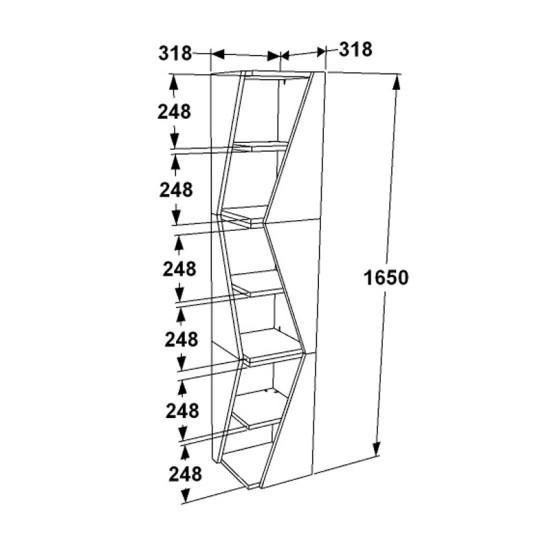 Βιβλιοθήκη στήλη Klaro  σε ανθρακί απόχρωση 32x32x165εκ