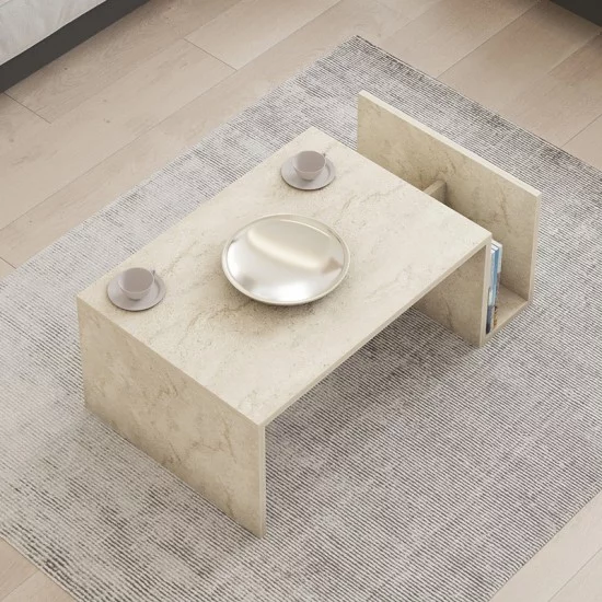Τραπέζι σαλονιού Poko σε όψη τραβερτίνας 86.8x50x32,4εκ Τραπέζι σαλονιού Poko σε όψη τραβερτίνας 86.8x50x32,4εκ