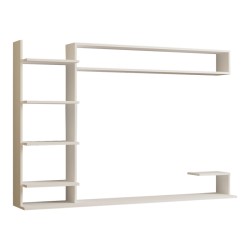 Σύνθετο σαλονιού επιτοίχιο Dilan  σε λευκή απόχρωση 180x29,60x121,80εκ