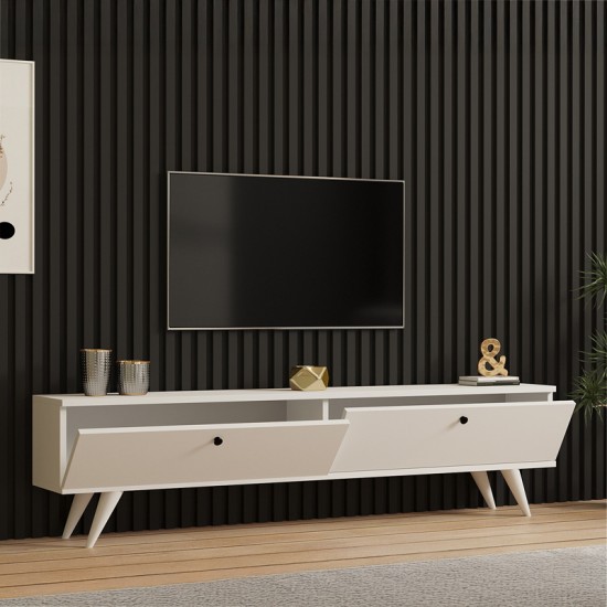 Έπιπλο τηλεόρασης Jate σε λευκή απόχρωση 160x25x40εκ Έπιπλο τηλεόρασης Jate σε λευκή απόχρωση 160x25x40εκ