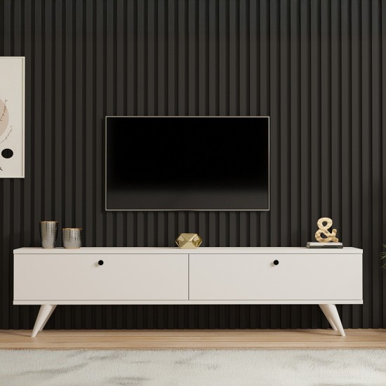 Έπιπλο τηλεόρασης Jate σε λευκή απόχρωση 160x25x40εκ Έπιπλο τηλεόρασης Jate σε λευκή απόχρωση 160x25x40εκ