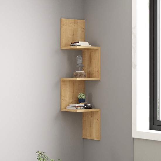 Ραφιέρα γωνιακή τοίχου Insta  σε oakί απόχρωση 25x25x105,5εκ
