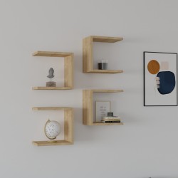 Ραφιέρα τοίχου Perari  4τεμ.σε oak  απόχρωση 30x19.6x30εκ