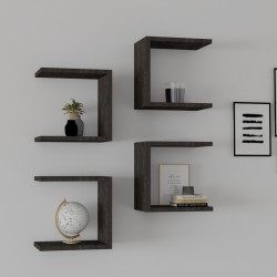 Ραφιέρα τοίχου Perari  4τεμ.σε σκούρο καρυδί  απόχρωση 30x19.6x30εκ