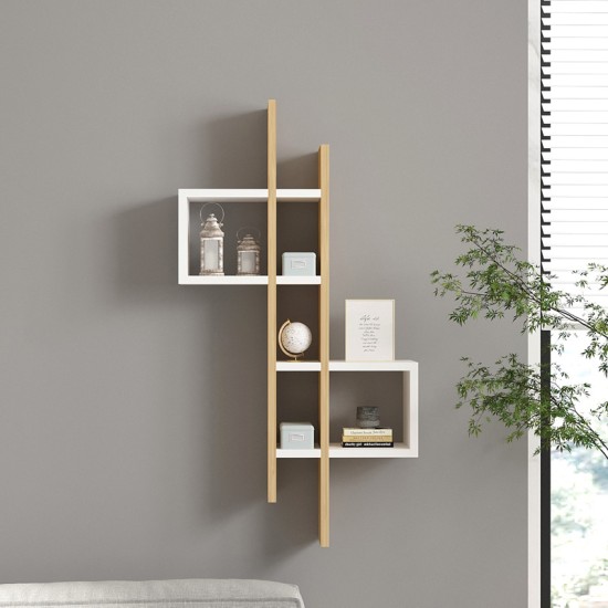 Ραφιέρα τοίχου Garel σε oak-λευκή απόχρωση 53,8x19,6x108εκ Ραφιέρα τοίχου Garel σε oak-λευκή απόχρωση 53,8x19,6x108εκ