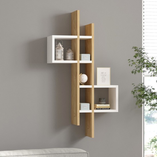 Ραφιέρα τοίχου Garel σε oak-λευκή απόχρωση 53,8x19,6x108εκ Ραφιέρα τοίχου Garel σε oak-λευκή απόχρωση 53,8x19,6x108εκ