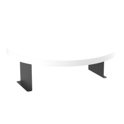 Βοηθητικό τραπεζάκι Linea  σε λευκή απόχρωση με μαύρα μεταλλικά πόδια Φ35,5x5εκ