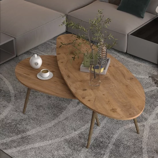 Τραπέζι σαλονιού Monty  2 τεμ σε καρυδί απόχρωση 116x46x46εκ