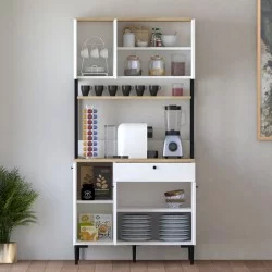 Ντουλάπια κουζίνας Lenner  λευκό-sonoma 90x45x184εκ