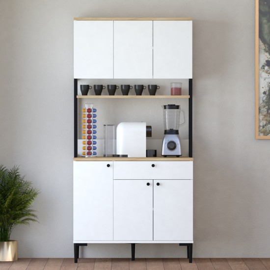 Ντουλάπια κουζίνας Lenner  λευκό-sonoma 90x45x184εκ