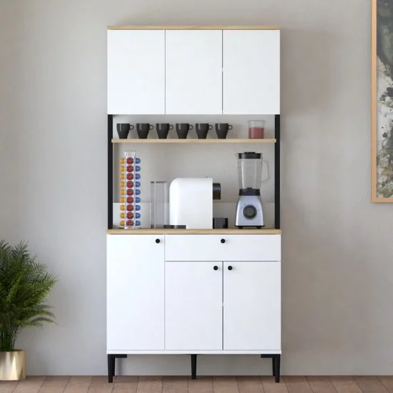 Ντουλάπια κουζίνας Lenner  λευκό-sonoma 90x45x184εκ