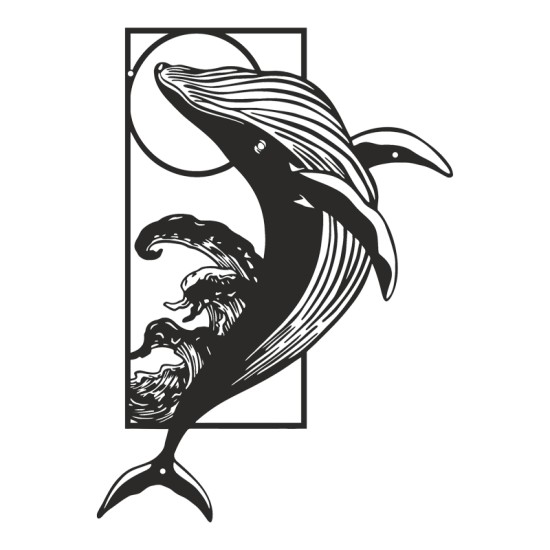 Διακοσμητικό τοίχου Whale pakooworld μαύρο μεταλλικό 38x1,5x50εκ