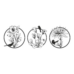 Διακοσμητικό τοίχου Renka pakooworld σετ 3τεμ μαύρο μεταλλικό Φ30x1,5εκ