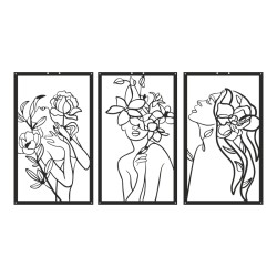 Διακοσμητικό τοίχου Witho pakooworld σετ 3τεμ μαύρο μεταλλικό 30x1,5x50εκ