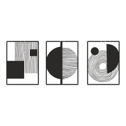 Διακοσμητικό τοίχου Harimia pakooworld σετ 3τεμ μαύρο μεταλλικό 37x1,5x50εκ