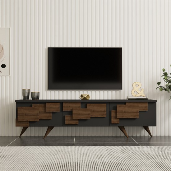 Έπιπλο τηλεόρασης Trida  καρυδί με ανθρακί 160x35x45εκ