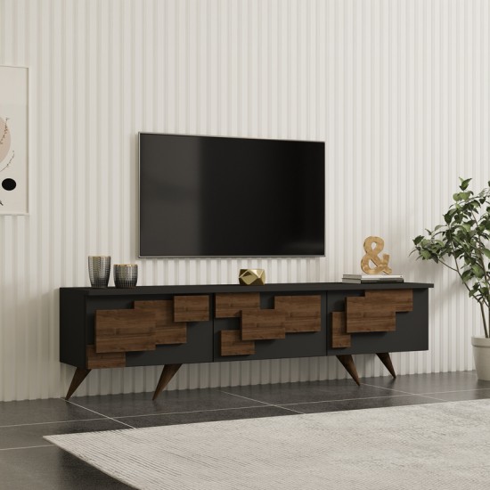 Έπιπλο τηλεόρασης Trida  καρυδί με ανθρακί 160x35x45εκ
