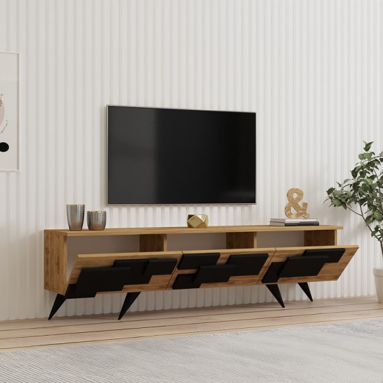 Έπιπλο τηλεόρασης Trida  oak με μαύρο 160x35x45εκ
