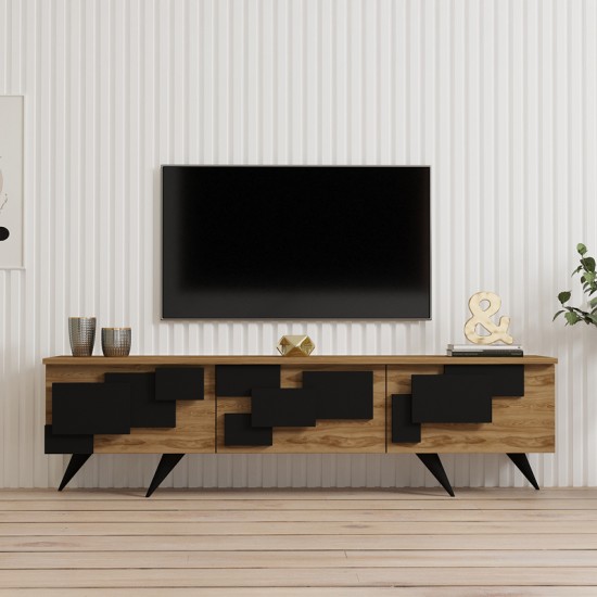 Έπιπλο τηλεόρασης Trida  oak με μαύρο 160x35x45εκ