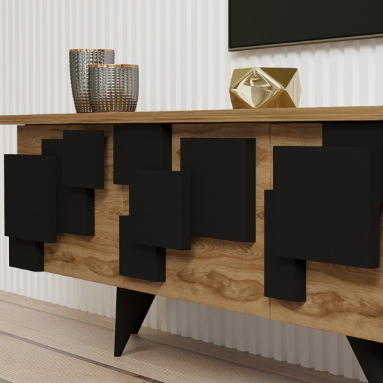 Έπιπλο τηλεόρασης Trida  oak με μαύρο 160x35x45εκ