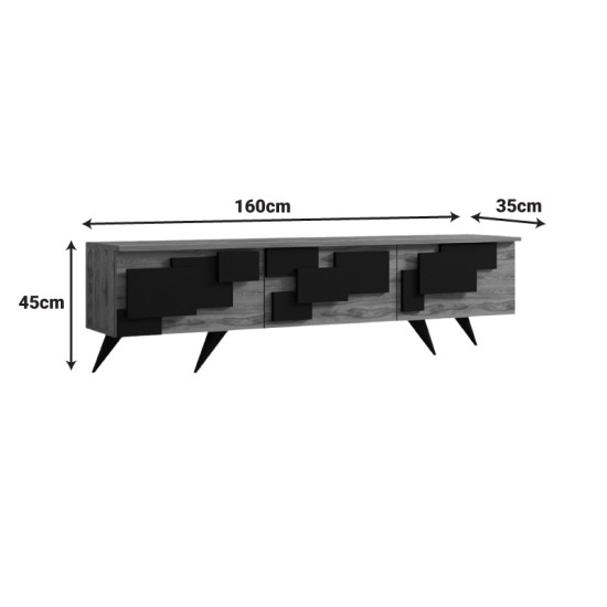 Έπιπλο τηλεόρασης Trida  oak με μαύρο 160x35x45εκ