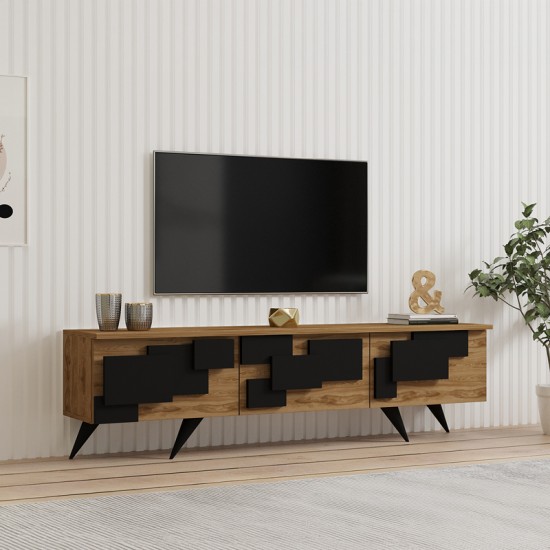 Έπιπλο τηλεόρασης Trida  oak με μαύρο 160x35x45εκ