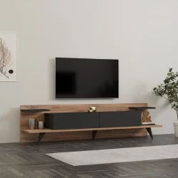 Έπιπλο τηλεόρασης Astry  καρυδί με ανθρακί 180x36,8x45εκ