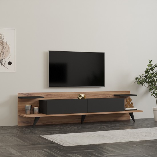 Έπιπλο τηλεόρασης Astry  καρυδί με ανθρακί 180x36,8x45εκ