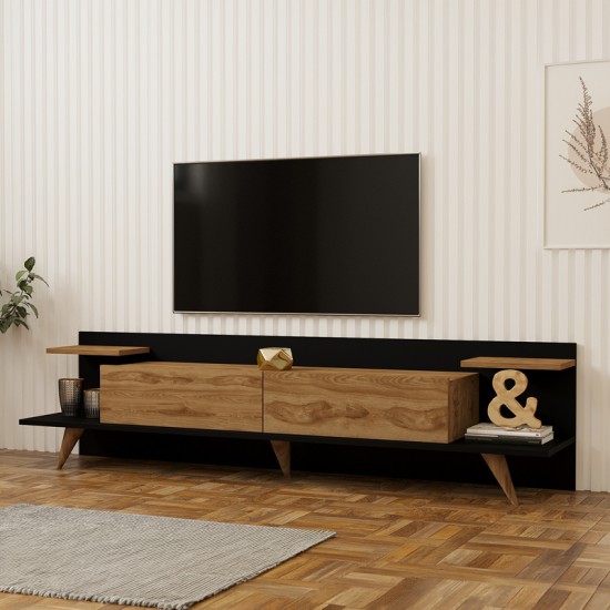 Έπιπλο τηλεόρασης Astry  oak με ανθρακί 180x36,8x45εκ