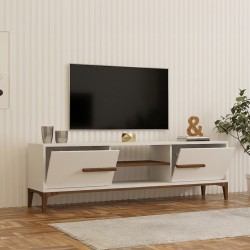 Έπιπλο τηλεόρασης Eslem  λευκό με καρυδί 160x34,6x48,1εκ