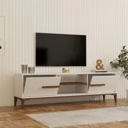 Έπιπλο τηλεόρασης Eslem  λευκό με καρυδί 160x34,6x48,1εκ
