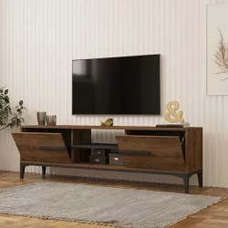 Έπιπλο τηλεόρασης Eslem  καρυδί με ανθρακί 160x34,6x48,1εκ