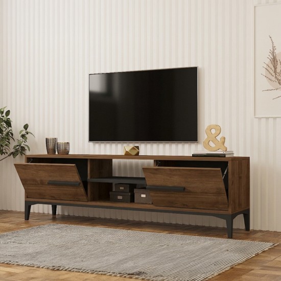 Έπιπλο τηλεόρασης Eslem  καρυδί με ανθρακί 160x34,6x48,1εκ