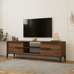 Έπιπλο τηλεόρασης Eslem  καρυδί με ανθρακί 160x34,6x48,1εκ