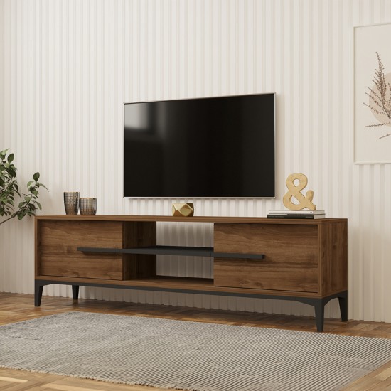 Έπιπλο τηλεόρασης Eslem  καρυδί με ανθρακί 160x34,6x48,1εκ