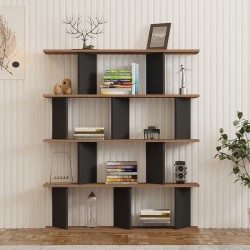 Βιβλιοθήκη Ratu  ανθρακί με oak 120x24,6x141εκ