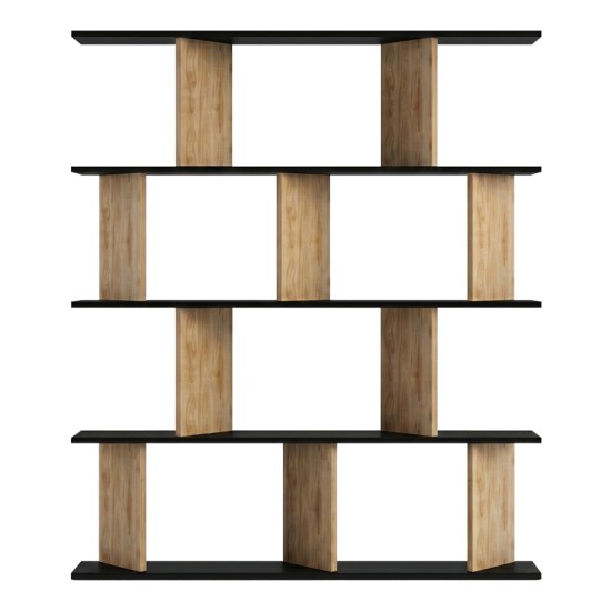 Βιβλιοθήκη Ratu  καρυδί με ανθρακί 120x24,6x141εκ