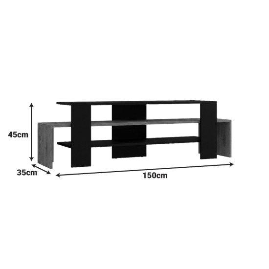 Έπιπλο τηλεόρασης Lenour  sonoma με μαύρο 150x35x45εκ