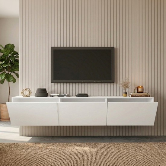 Έπιπλο τηλεόρασης επιτοίχιο Felita  λευκό 150x31,4x30εκ
