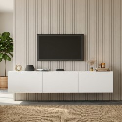 Έπιπλο τηλεόρασης επιτοίχιο Felita  λευκό 150x31,4x30εκ