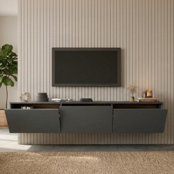 Έπιπλο τηλεόρασης επιτοίχιο Felita  ανθρακί 150x31,4x30εκ